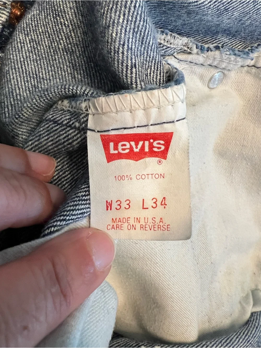 1989 Made in USA vintage Levi's Men's Acid Wash Blue Jeans